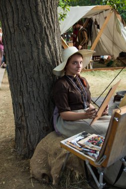 Moskova, Rusya - Haziran 2019: Tarihi festival Times ve çağlar. Yaşamın ve savaşların yeniden inşası.