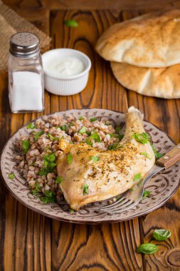 Karabuğday, lezzetli akşam yemeği, Rus yemekleri tavuk jambon