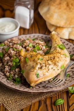 Karabuğday, lezzetli akşam yemeği, Rus yemekleri tavuk jambon