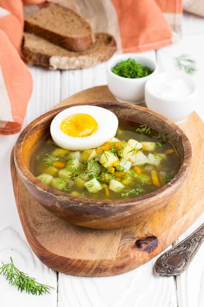 Traditional Summer Russian Soup Sorrel Green Bosch — Stock Photo, Image