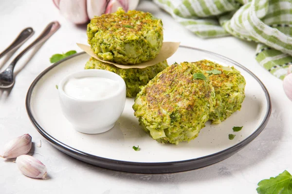 Green Broccoli Pancake Tasty Healthy Lunch Vegetarian Diet Food — Stock Photo, Image