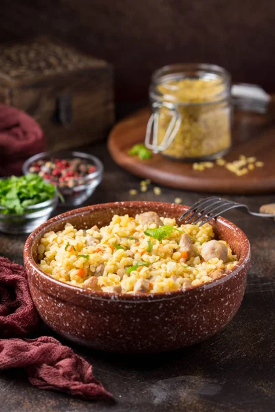 Türkiye Domuz Eti Veya Sığır Eti Bulgur Pirinç Doğu Yemek — Stok fotoğraf