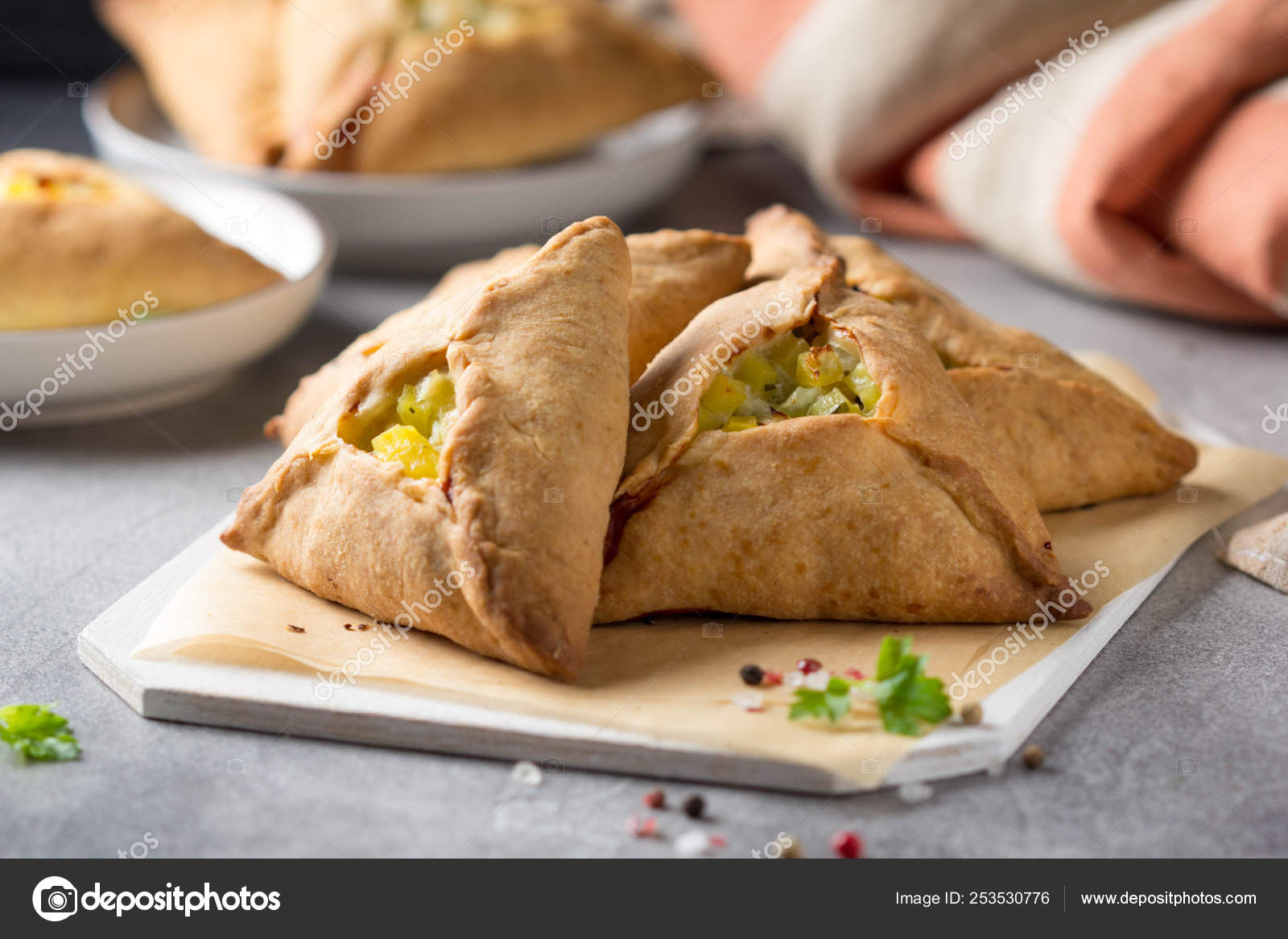 Traditional Russian pancakes pie - kurnik. Stock Photo