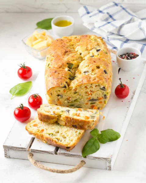 토마토 치즈와 케이크 맛있는 건강한 베이킹 — 스톡 사진