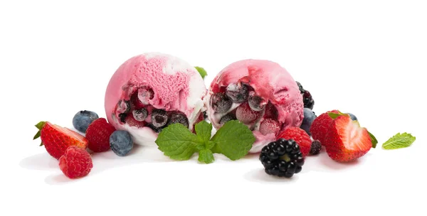 Close up of ice cream with mix berries. Royalty Free Stock Photos