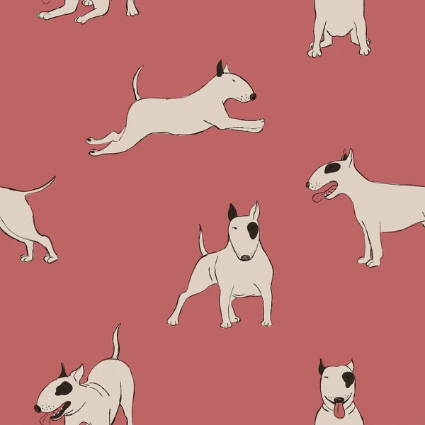Seamless Pattern With Bull Terrier Dog.