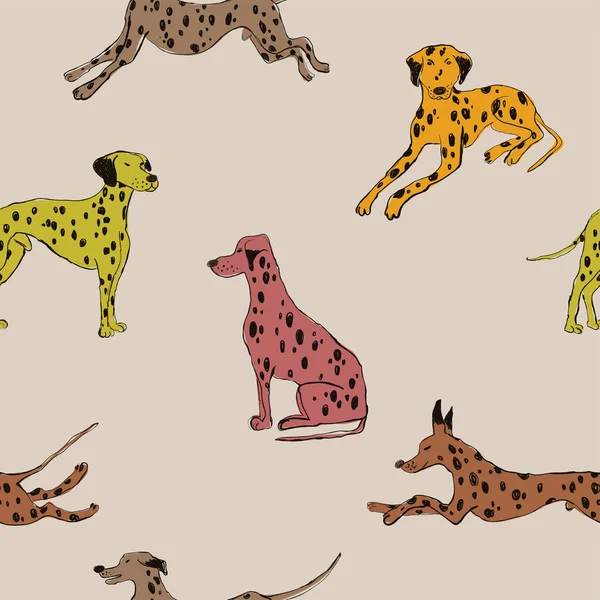 Seamless Pattern With Dalmatian Dog.