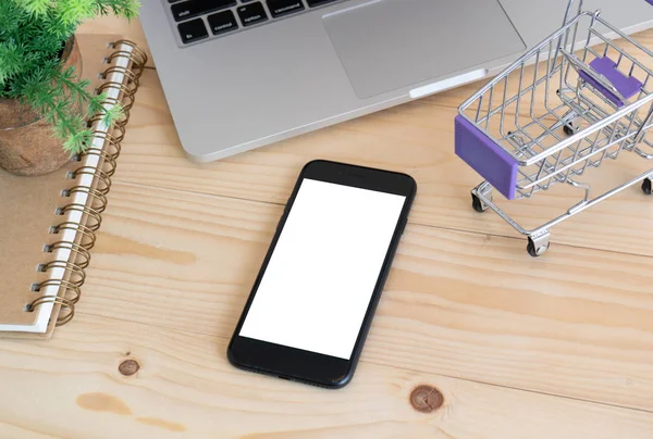 Ofis Resepsiyon Masaları boş ekran akıllı telefon ile