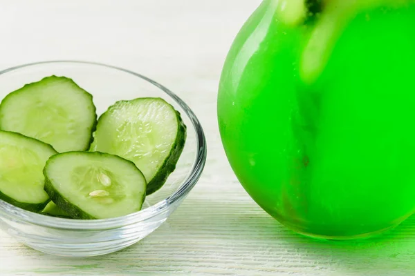 glass of cucumber water on the table