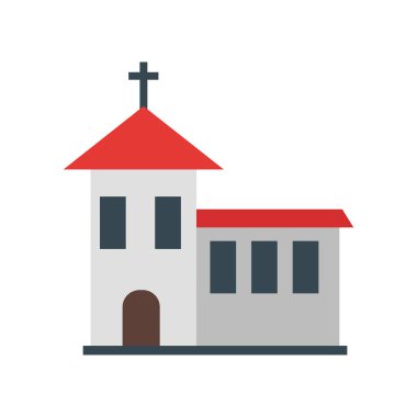Kilise simge vektör web ve mobil uygulaması tasarımı, kilise logo kavramı için izole üzerinde beyaz arka plan