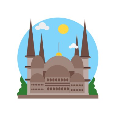 Ayasofya'nın simge vektör web ve mobil uygulaması tasarımı, Ayasofya'nın logo kavramı üzerinde izole beyaz arka plan