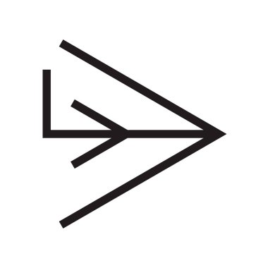 Sağ ok simge vektör web ve mobil uygulaması tasarımı, sağ ok logo kavramı için izole üzerinde beyaz arka plan