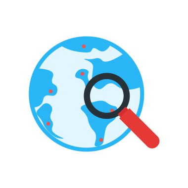 Web ve mobil uygulaması tasarımı, dünya çapında logo kavramı için beyaz arka plan üzerinde izole dünya çapında simge vektör