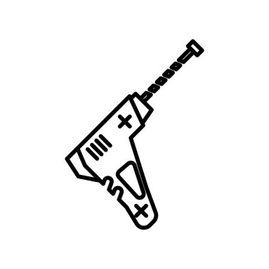 Web ve mobil uygulaması tasarımı, çekiç matkap logo kavramı için beyaz arka plan üzerinde izole matkap simge vektör çekiç