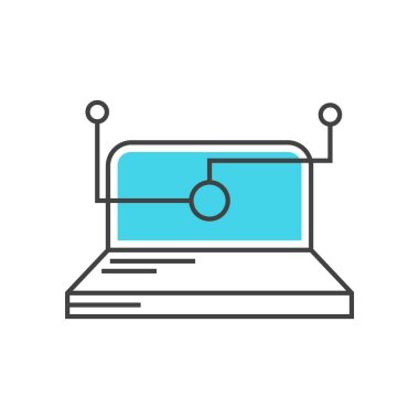 Web ve mobil uygulaması tasarımı, Laptop logo kavramı için beyaz arka plan üzerinde izole dizüstü simge vektör