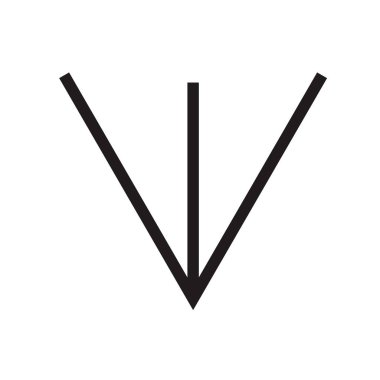 Ok simge vektör web ve mobil uygulaması tasarım, aşağı ok logo kavramı için beyaz arka plan üzerinde izole