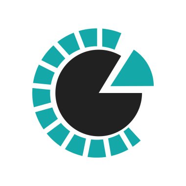 Veri Analizi pasta grafik arabirimi sembol simge vektör web ve mobil uygulaması tasarımı, veri analiz pasta grafik arabirimi sembolü logo kavramı üzerinde izole beyaz arka plan