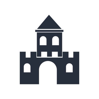 Kumdan kale simge vektör web ve mobil uygulaması tasarımı, kumdan kale logo kavramı için izole üzerinde beyaz arka plan