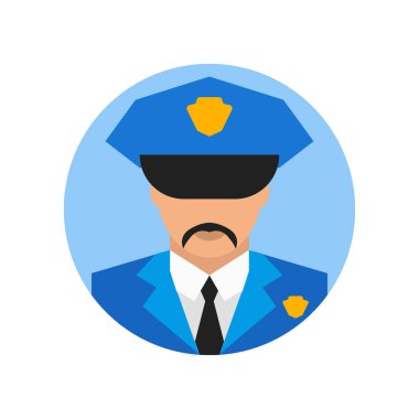 Web ve mobil uygulaması tasarımı, polis logo kavramı için beyaz arka plan üzerinde izole polis simge vektör