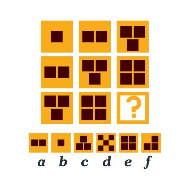 IQ testi. Doğru cevap seçin. Mantıksal görev, çocuklar için eğitici bir oyun. mantık, IQ geliştirilmesi. Görev oyun ne sonra vektör çizim gelir