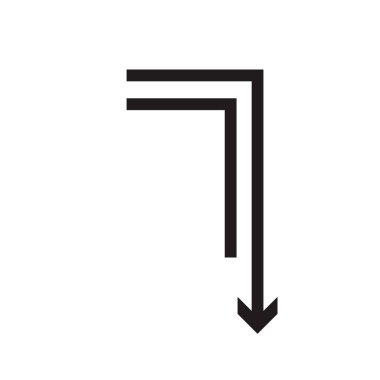 Ok simge vektör web ve mobil uygulaması tasarım, aşağı ok logo kavramı için beyaz arka plan üzerinde izole