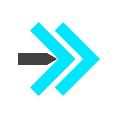 Sağ ok simge vektör web ve mobil uygulaması tasarımı, sağ ok logo kavramı için izole üzerinde beyaz arka plan