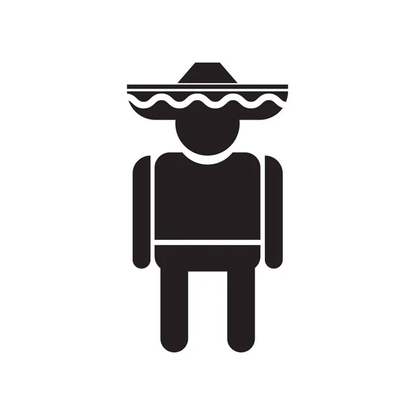 Hombre Mexicano Icono Vector Aislado Sobre Fondo Blanco Para Diseño — Vector de stock