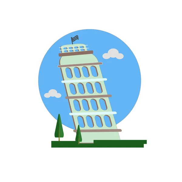 Torre Inclinada Pisa Vector Icono Aislado Sobre Fondo Blanco Para — Vector de stock