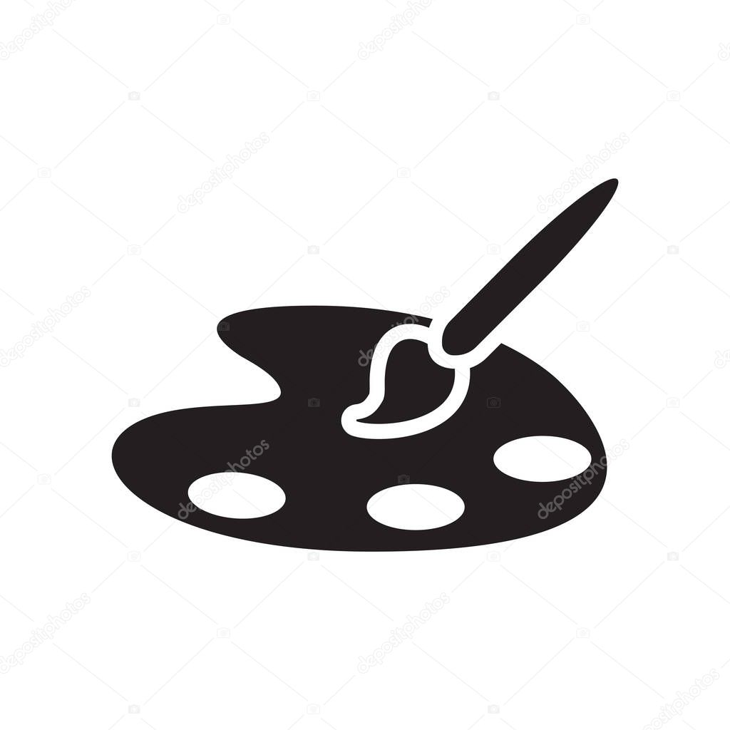 Palette and paint brush icon vector isolated on white background for your web and mobile app design, Palette and paint brush logo concept