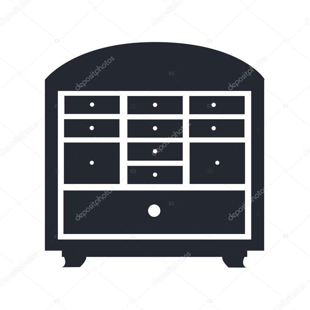 Chest of drawers icon vector isolated on white background for your web and mobile app design, Chest of drawers logo concept