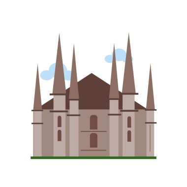 Milan katedral simge vektör web ve mobil uygulaması tasarımı, Milan katedral logo kavramı için izole üzerinde beyaz arka plan