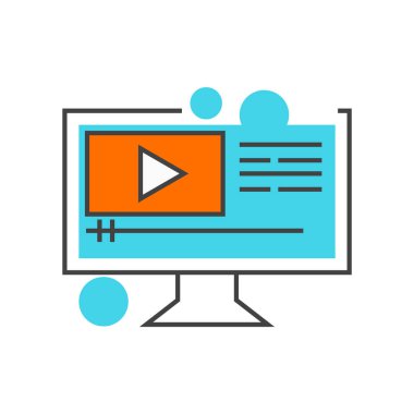 Video baskı simge vektör web ve mobil uygulaması tasarım, Video baskı logo kavramı için izole üzerinde beyaz arka plan