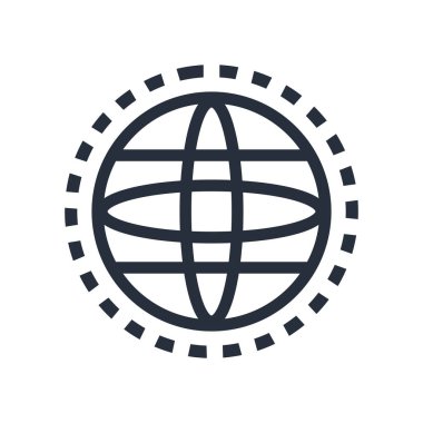 Simge vektör web ve mobil uygulaması tasarımı, küre logo kavramı için izole üzerinde beyaz arka plan