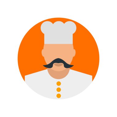 Şef simge vektör web ve mobil uygulaması tasarımı, Şef logo kavramı için izole üzerinde beyaz arka plan