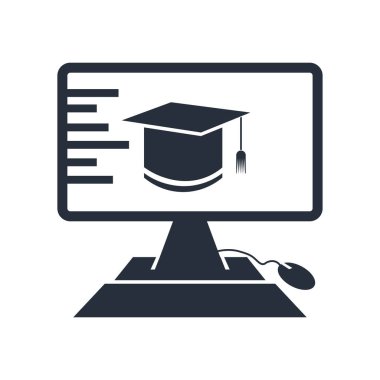 Web ve mobil uygulaması tasarımı, e-öğrenim logo kavramı için beyaz arka plan üzerinde izole Elearning simge vektör