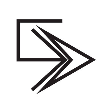 Sağ ok simge vektör web ve mobil uygulaması tasarımı, sağ ok logo kavramı için izole üzerinde beyaz arka plan