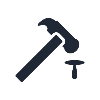 Çekiç simge vektör web ve mobil uygulaması tasarımı, çekiç logosunu kavramı için izole üzerinde beyaz arka plan