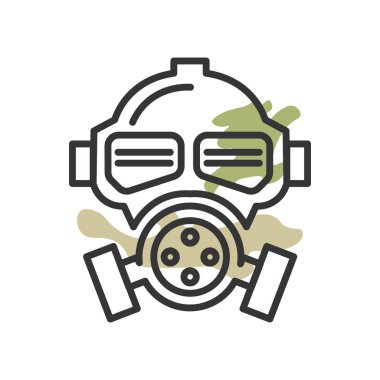 Gaz maskesi simge vektör web ve mobil uygulaması tasarımı, gaz maskesi logo kavramı üzerinde izole beyaz arka plan