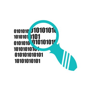 İkili veri arama sembol simge vektör web ve mobil uygulaması tasarımı, ikili veri arama sembolü logo kavramı için izole üzerinde beyaz arka plan