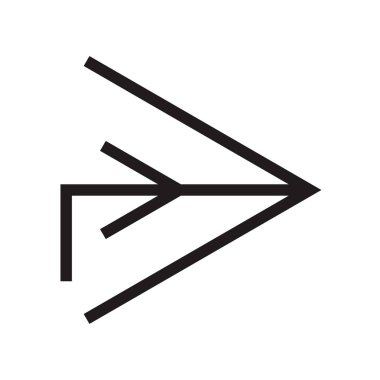 Sağ ok simge vektör web ve mobil uygulaması tasarımı, sağ ok logo kavramı için izole üzerinde beyaz arka plan