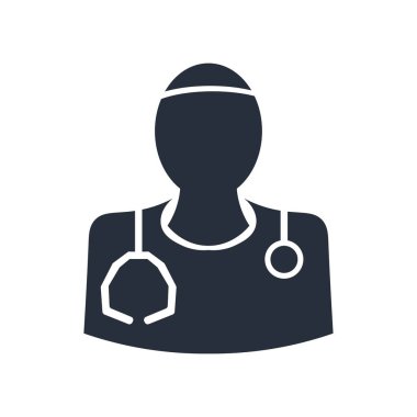 Doktor simge vektör web ve mobil uygulaması tasarımı, Doktor logo kavramı için izole üzerinde beyaz arka plan