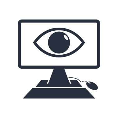 Bilgisayar vizyon simge vektör web ve mobil uygulaması tasarımı, bilgisayar vizyon logo kavramı için izole üzerinde beyaz arka plan