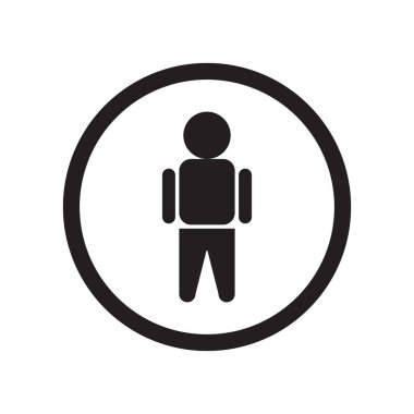 Adam işareti simgesi üzerinde izole beyaz arka plan web ve mobil uygulaması tasarım, adam işareti logo kavramı için vektör