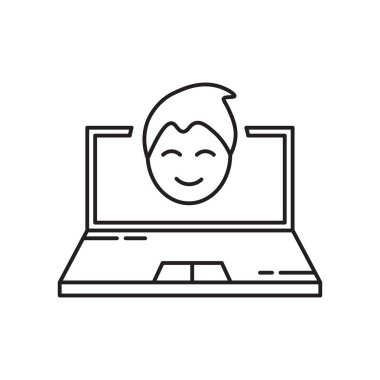 Web ve mobil uygulaması tasarımı, Laptop logo kavramı için beyaz arka plan üzerinde izole dizüstü simge vektör