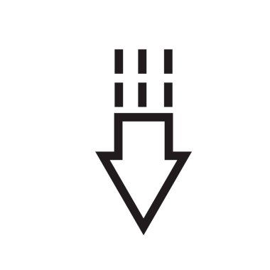 Ok simge vektör web ve mobil uygulaması tasarım, aşağı ok logo kavramı için beyaz arka plan üzerinde izole