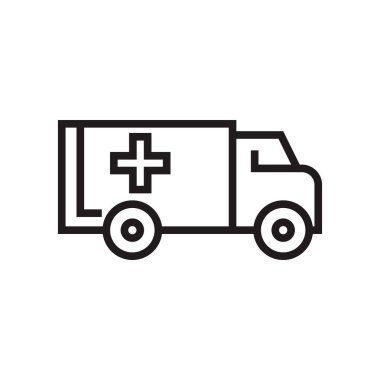Web ve mobil uygulaması tasarımı, ambulans logo kavramı için beyaz arka plan üzerinde izole ambulans simge vektör