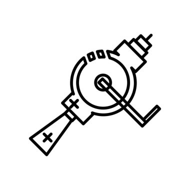 El matkap simge vektör web ve mobil uygulaması tasarımı, el matkabı logo kavramı için beyaz arka plan üzerinde izole