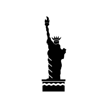 Özgürlük simgesi heykeli vektör web ve mobil uygulaması tasarımı, Statue of liberty logo kavramı üzerinde izole beyaz arka plan