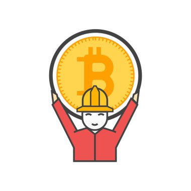 Web ve mobil uygulaması tasarımı, Bitcoin logo kavramı için beyaz arka plan üzerinde izole Bitcoin simge vektör
