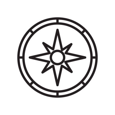 Web ve mobil uygulaması tasarımı, pusula logo kavramı için beyaz arka plan üzerinde izole pusula simgesini vektör